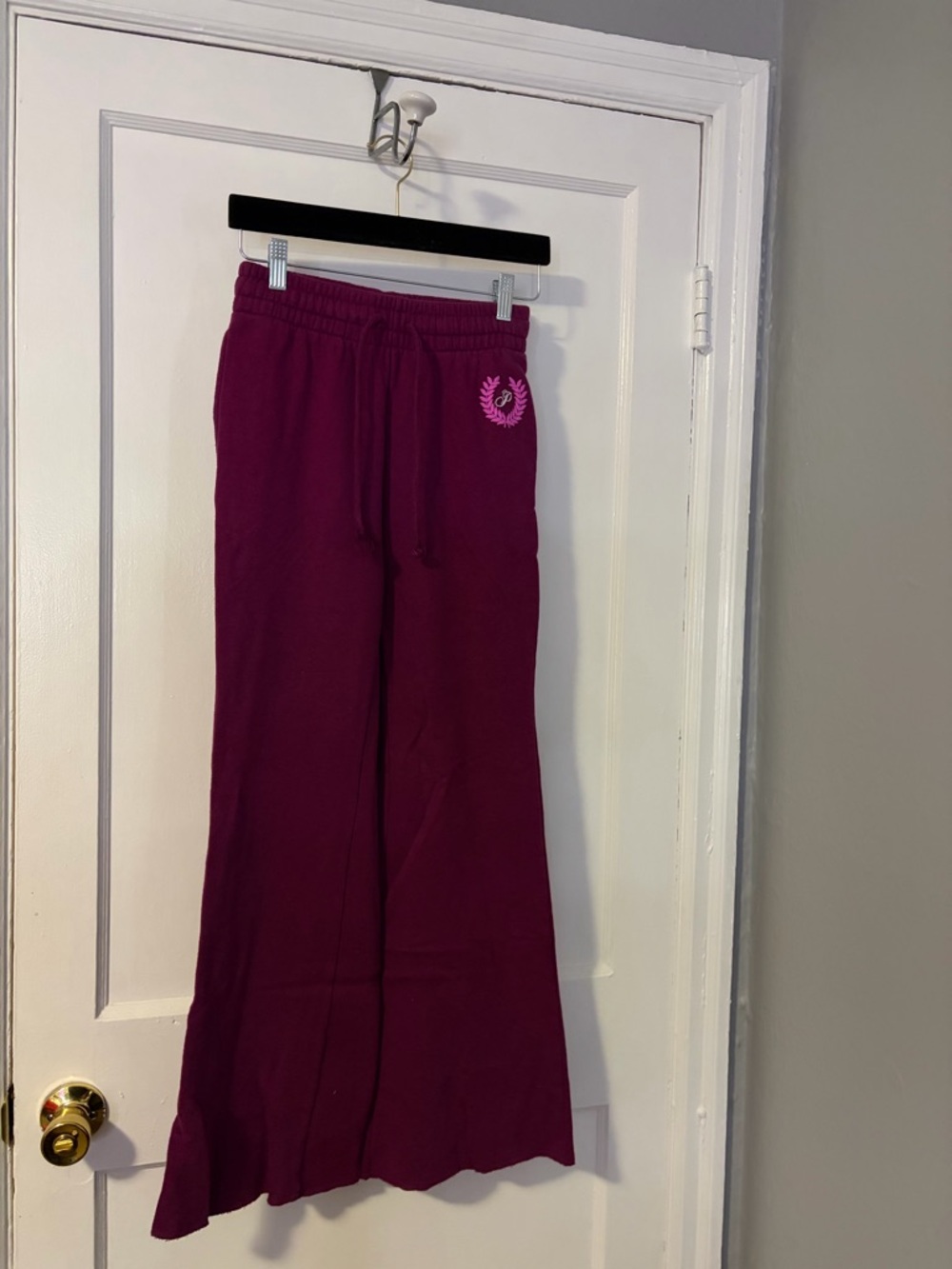 PINK Victoria's Secret Plum Wide-Leg Sweatpants with Pink Crest 2 for $40!